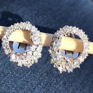 Dazzling Cubic Zirconia & silver earrings CLIP ON